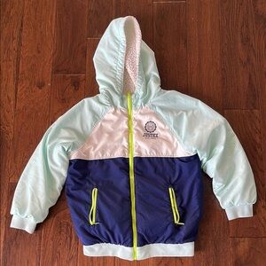 Justice Blue and Mint Hooded Jacket